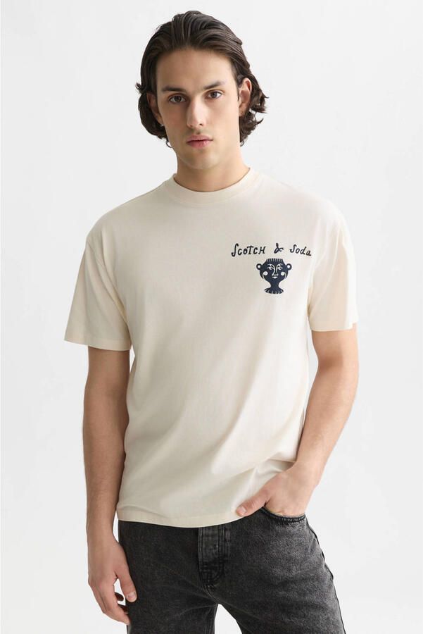Scotch & Soda relaxed fit T-shirt met backprint ecru
