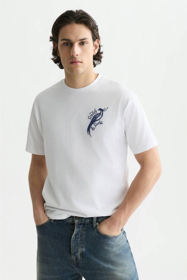 Scotch & Soda relaxed fit T-shirt met backprint wit