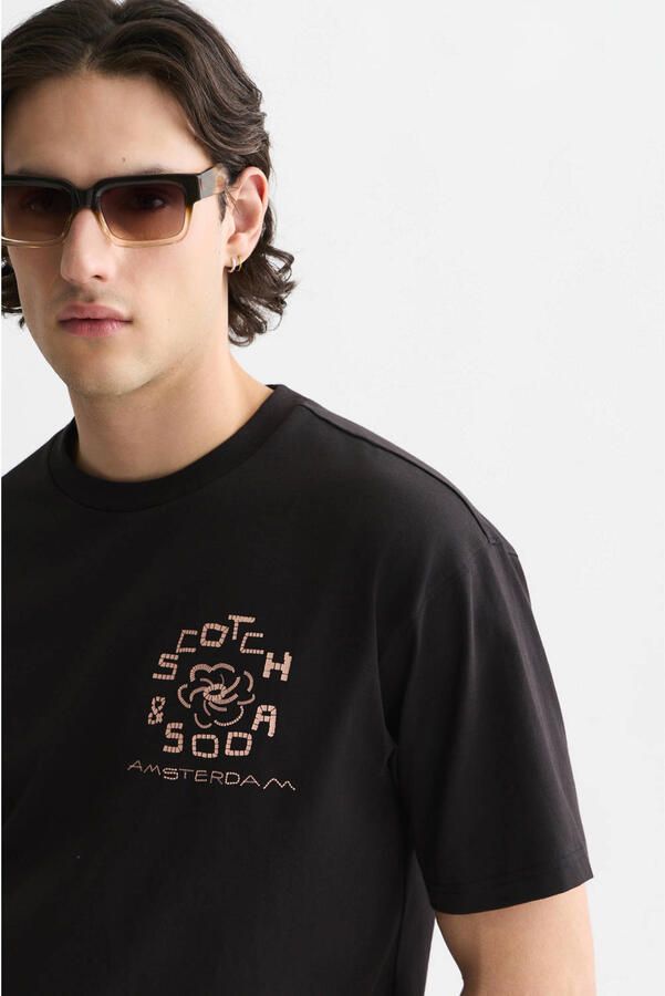 Scotch & Soda relaxed fit T-shirt met backprint zwart - Foto 3