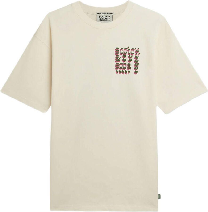 Scotch & Soda relaxed T-shirt met backprint ecru