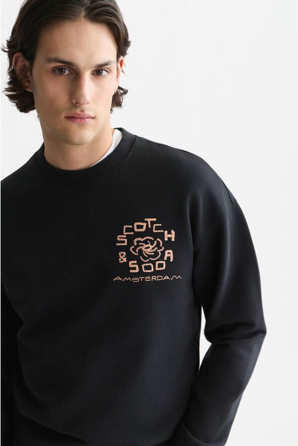 Scotch & Soda sweat relaxed fit sweater met backprint zwart - Foto 2