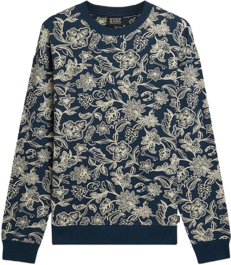 Scotch & Soda sweatshirt in all-over look met ronde hals