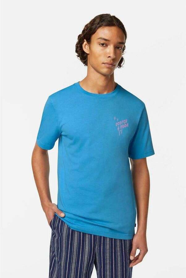 SCOTCH & SODA Heren Polo's & T-shirts Regular Fit Left Chest Logo T-shirt Blauw - Foto 3