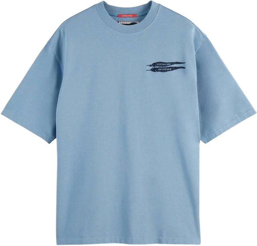 SCOTCH & SODA Heren Polo's & T-shirts Loose-fit Artwork T-shirt Lichtblauw - Foto 5