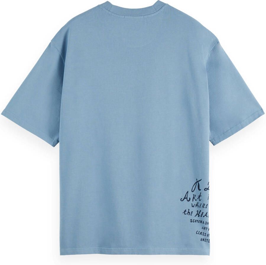 SCOTCH & SODA Heren Polo's & T-shirts Loose-fit Artwork T-shirt Lichtblauw - Foto 5