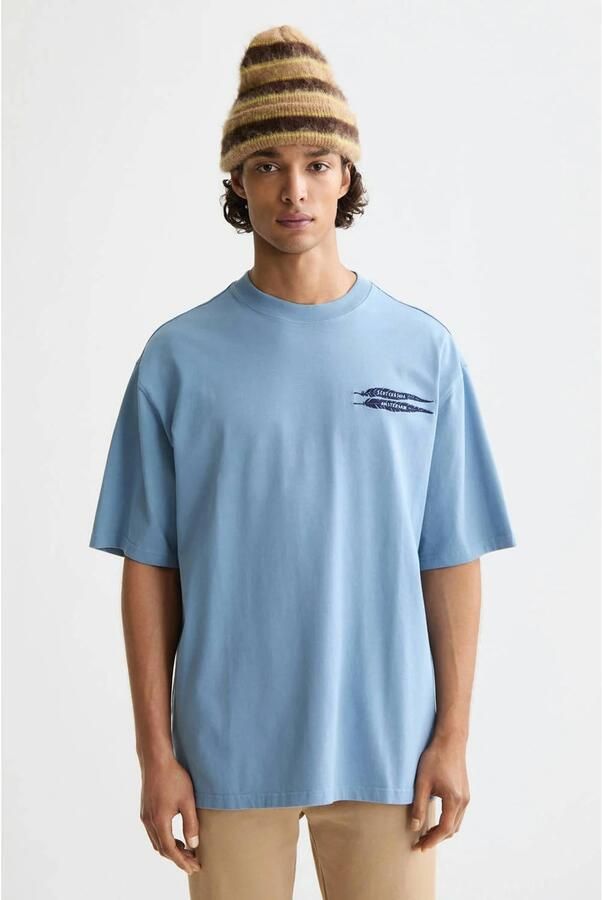 SCOTCH & SODA Heren Polo's & T-shirts Loose-fit Artwork T-shirt Lichtblauw - Foto 6