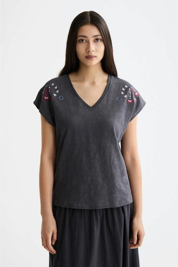 Scotch & Soda Embroidered V-neck Shirt Dames - Foto 2
