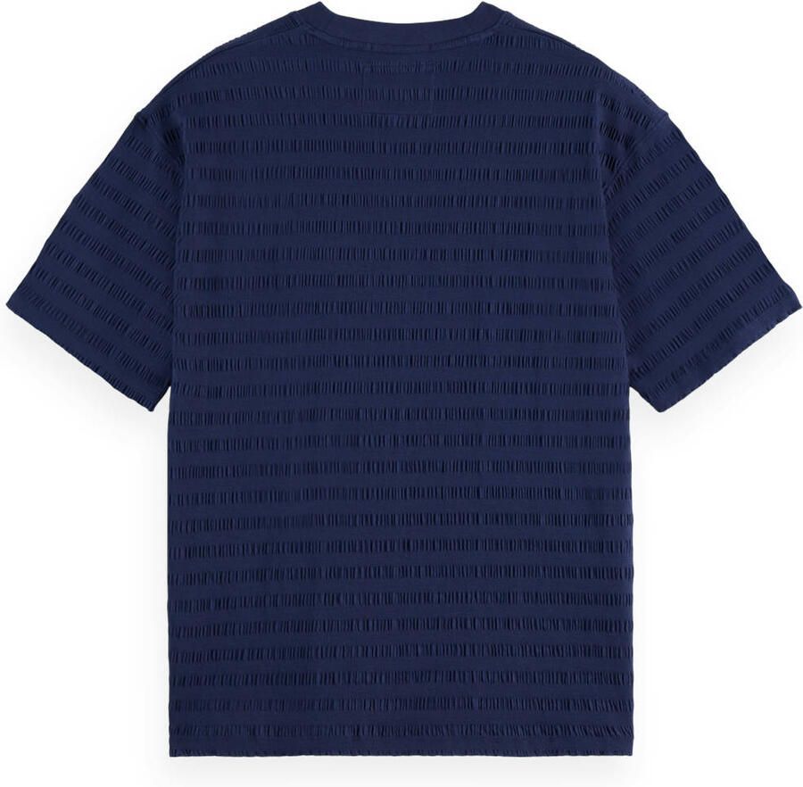 Scotch & Soda T-shirt met ingebreid patroon donkerblauw - Foto 3