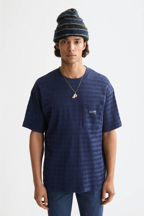Scotch & Soda T-shirt met ingebreid patroon donkerblauw - Foto 2