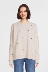Scotch & Soda sweater Relaxed fit embroidered sweatshirt met all over print en borduursels zand