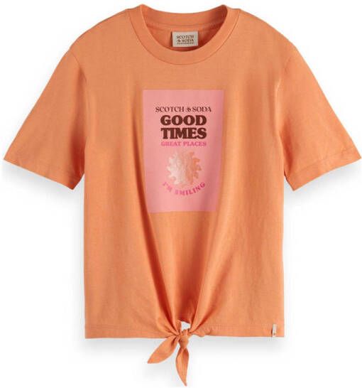 Scotch & Soda T-shirt van biologisch katoen oranje Meisjes Katoen (biologisch) Ronde hals 140