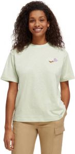 Scotch & Soda T-shirt Wildflower loose-fit T-shirt met logo lichtgroen
