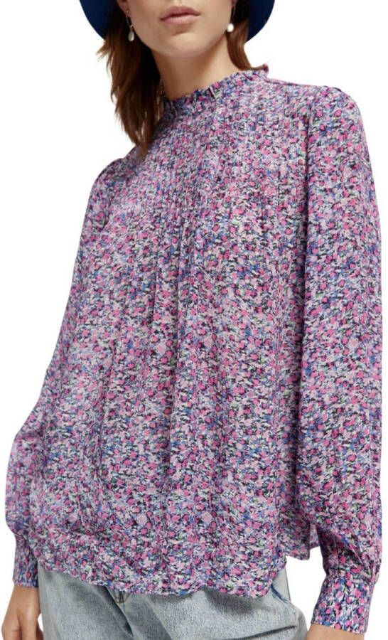 SCOTCH & SODA Dames Blouses Pintuck Blouse With Ruffle Collar Paars