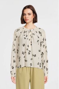Scotch & Soda top Popover with pintuck sleeve met all over print ecru