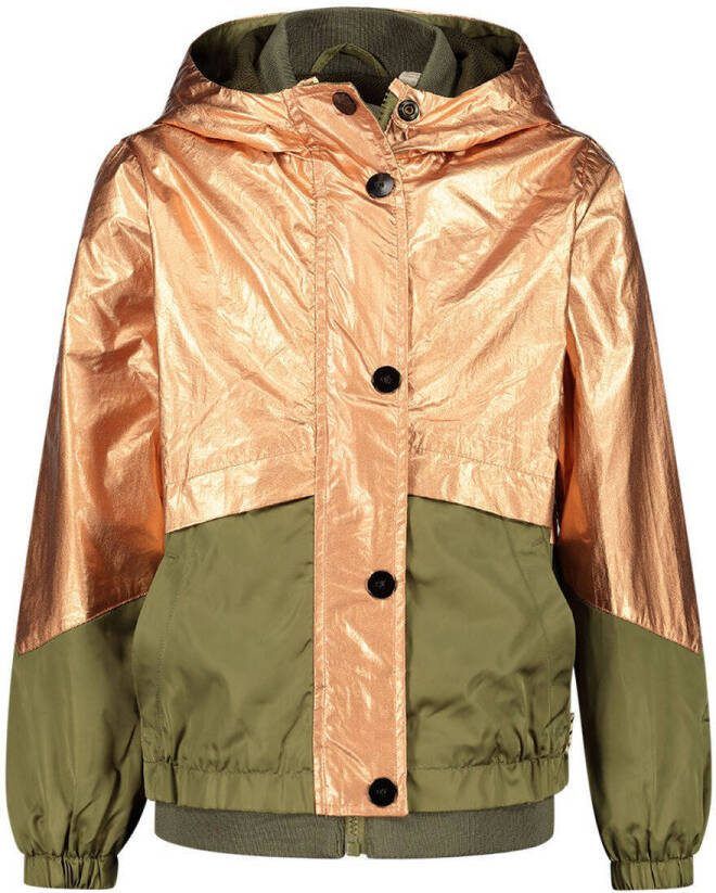 Scotch & Soda zomerjas groen rosegoud Meisjes Kunststof Capuchon Meerkleurig 128