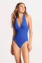 Seafolly badpak met diepe V-hals blauw - Thumbnail 1