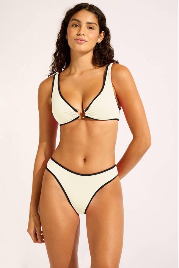 Seafolly Beach Bound high leg bikinibroekje ecru