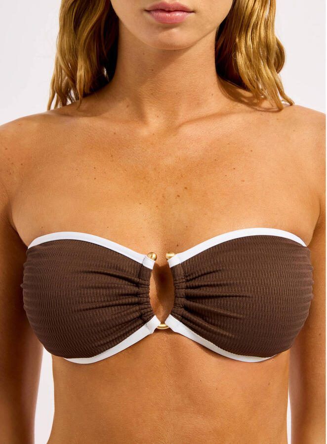 Seafolly Beach Bound voorgevormde strapless bandeau bikinitop bruin ecru - Foto 2