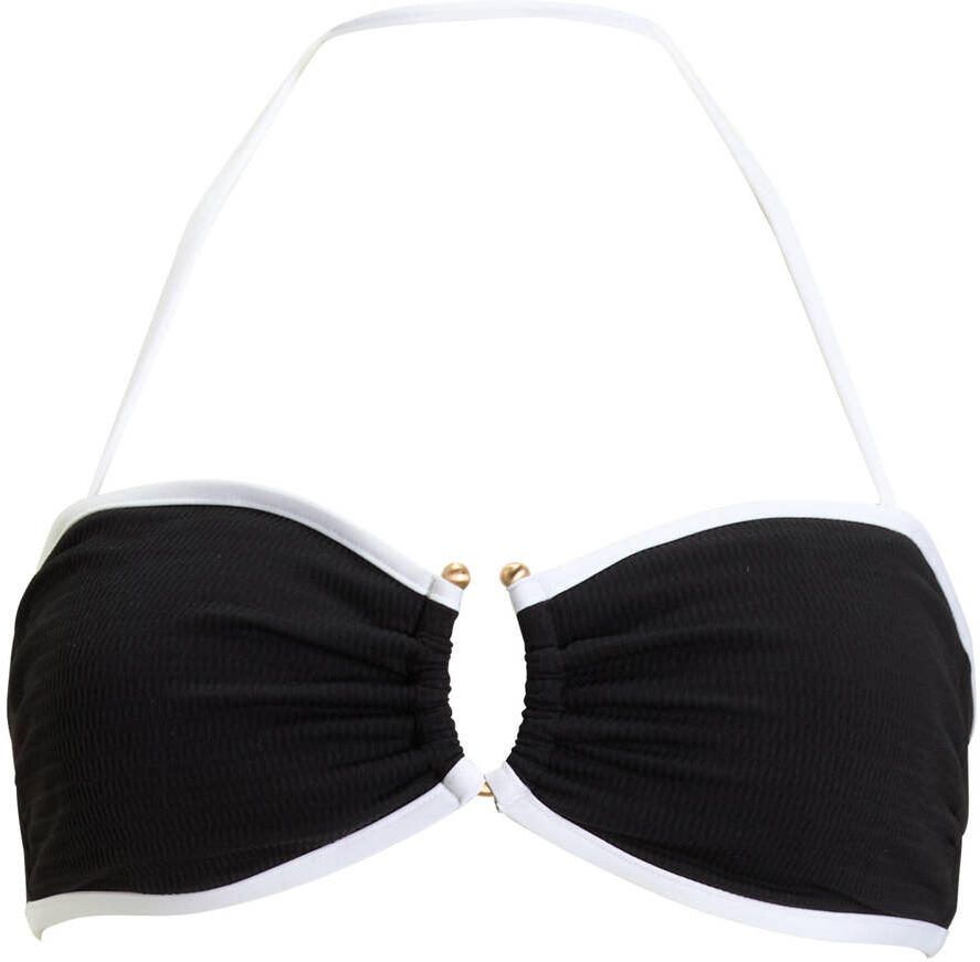 Seafolly Beach Bound voorgevormde strapless bandeau bikinitop zwart ecru