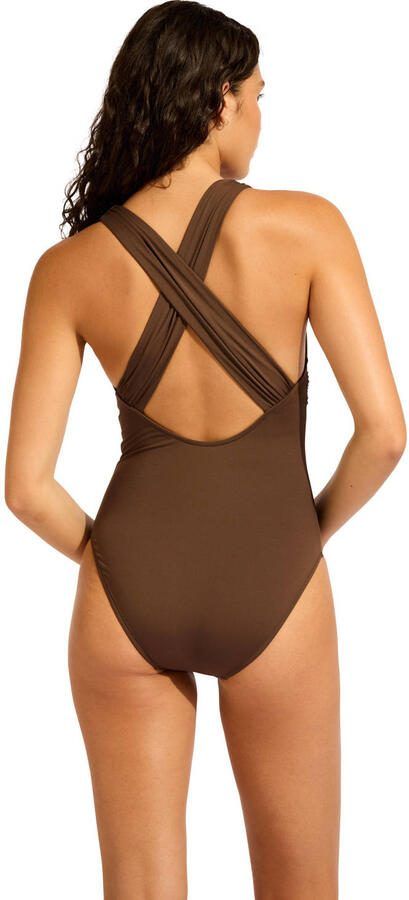 Seafolly Collective badpak met diepe V-hals donkerbruin - Foto 2