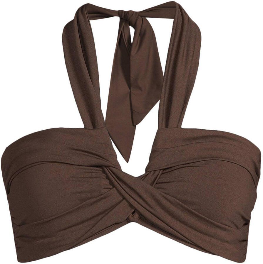 Seafolly Collective voorgevormde bandeau bikinitop donkerbruin