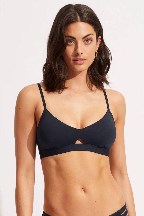Seafolly Collective voorgevormde crop bikinitop donkerblauw - Foto 3