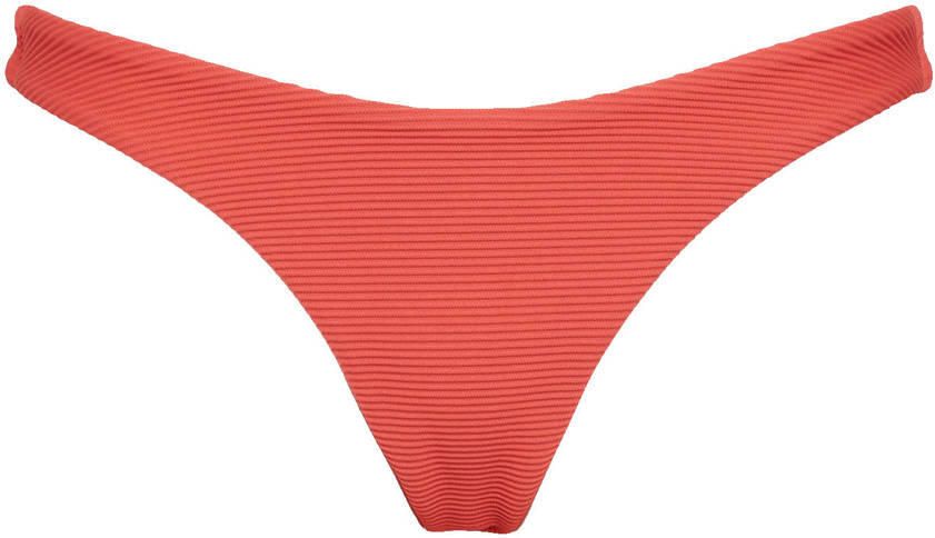 Seafolly high leg bikinibroekje met ribstructuur koraalrood - Foto 2