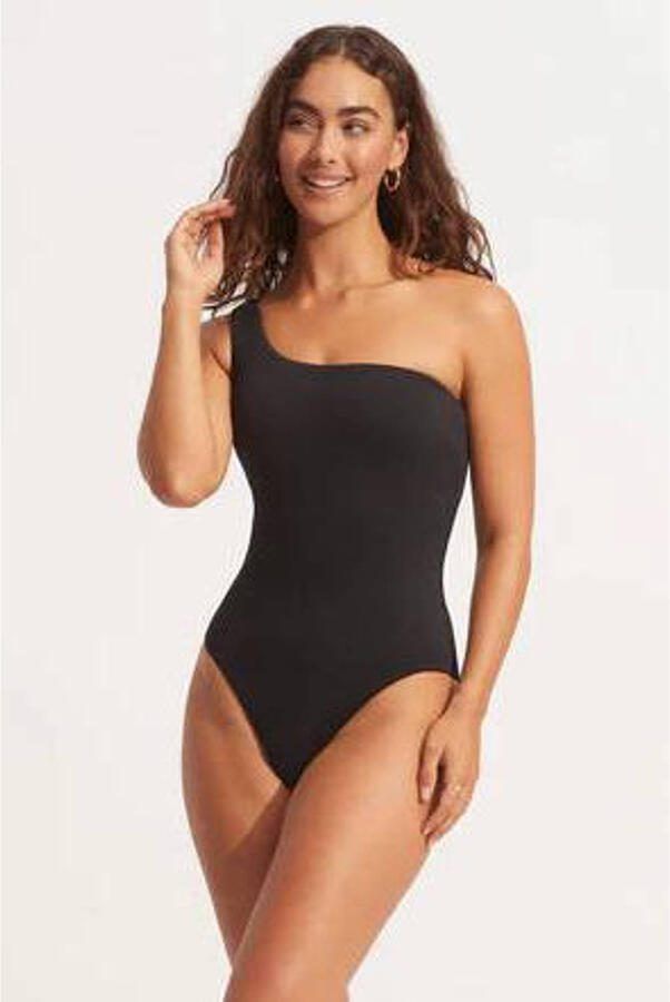 Seafolly one shoulder badpak zwart