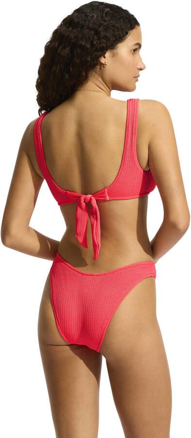 Seafolly Sea Dive high leg bikinibroekje met textuur koraalrood - Foto 2