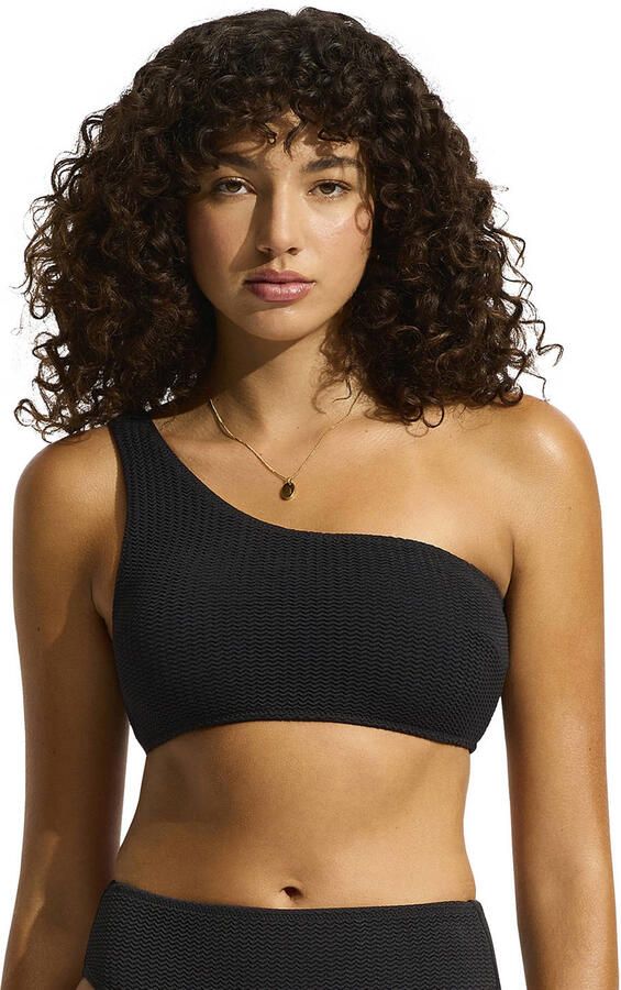 Seafolly voorgevormde one shoulder bikinitop zwart - Foto 3