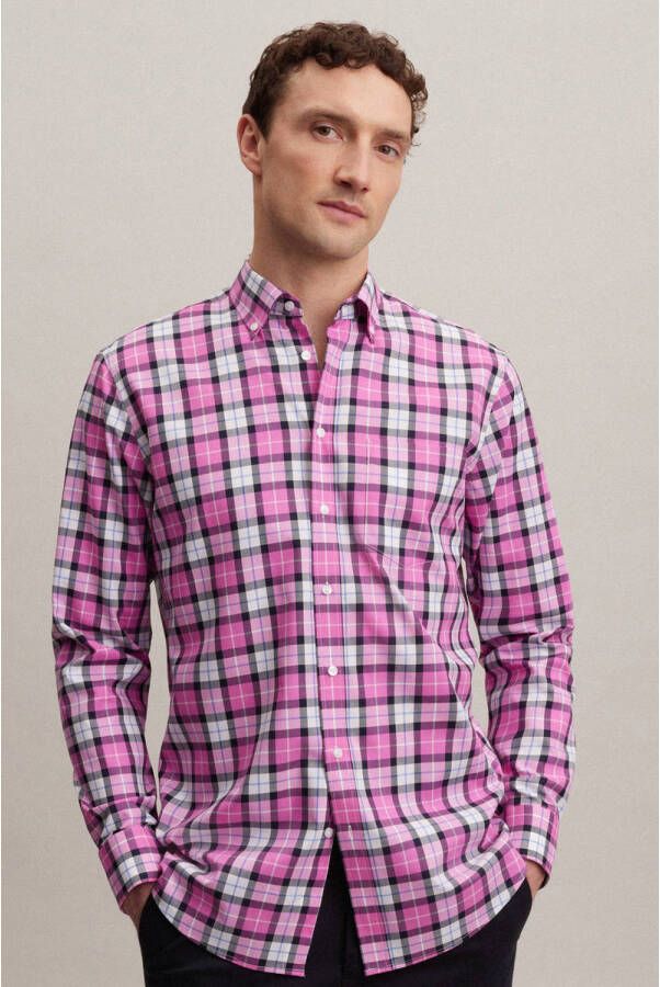 Seidensticker Businessoverhemd Regular lange mouwen button-downkraag ruit