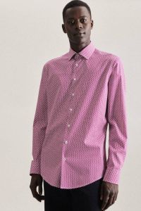 Seidensticker gestreept slim fit overhemd roze pink