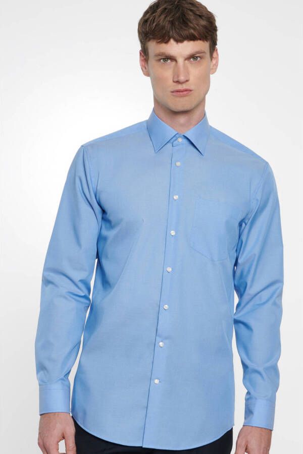 Seidensticker regular fit overhemd blauw