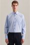 Seidensticker business overhemd normale fit blauw effen katoen borstzak - Thumbnail 1