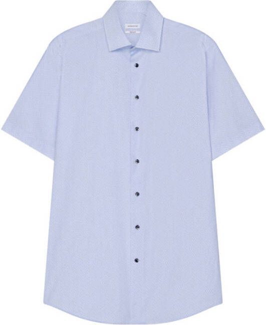 Seidensticker regular fit overhemd met printopdruk lichtblauw