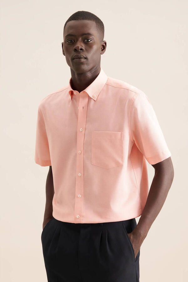 Seidensticker Businessoverhemd Regular korte mouw button-down kraag structuur - Foto 3