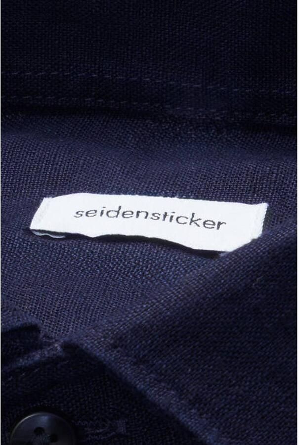Seidensticker linnen overhemd donkerblauw - Foto 3