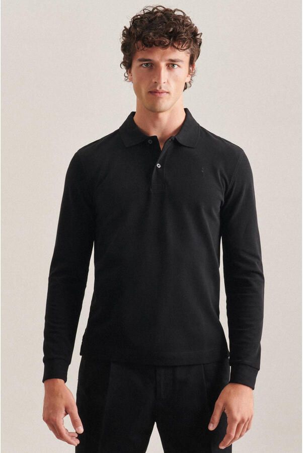 Seidensticker Polo-Shirt Slim Zwart Heren - Foto 2