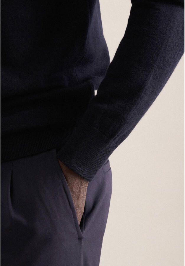 Seidensticker pullover met wol fijn gebreid donkerblauw - Foto 2