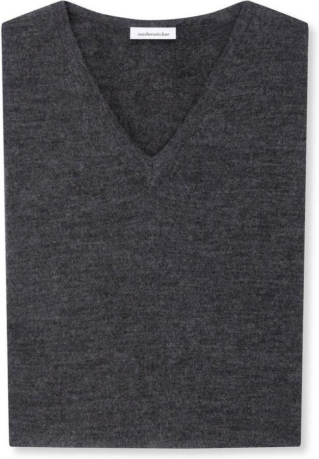 Seidensticker pullover met wol fijn gebreid grijs - Foto 2