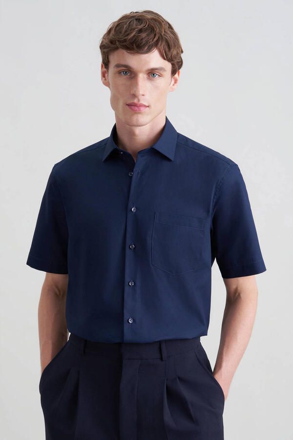 Seidensticker regular casual overhemd donkerblauw