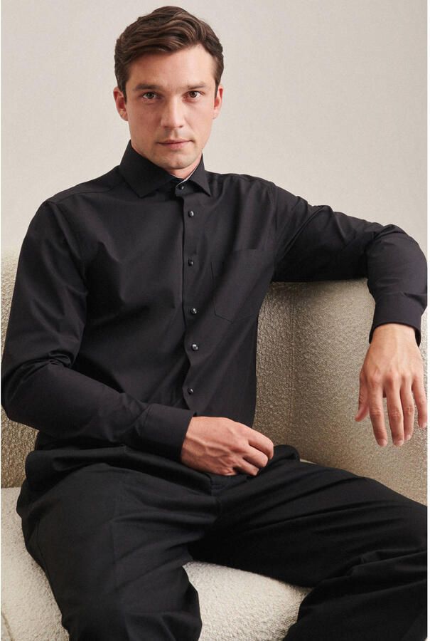 Seidensticker Businessoverhemd Regular lange mouwen kentkraag uni