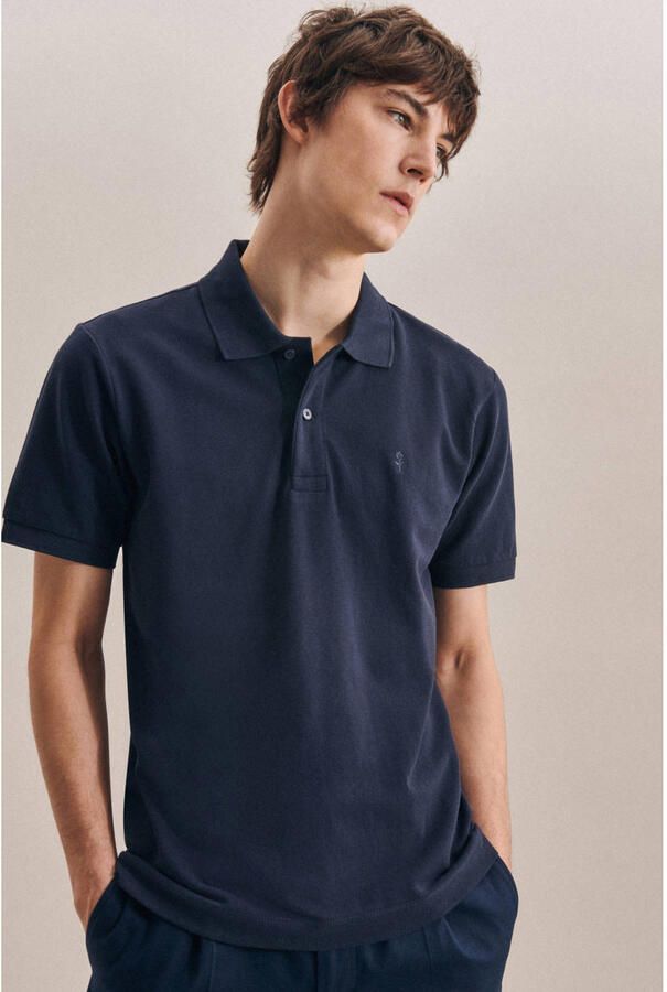 Seidensticker regular fit polo donkerblauw