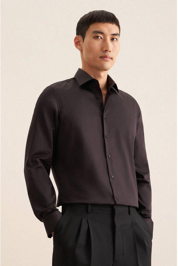 Seidensticker shaped fit overhemd zwart - Foto 2