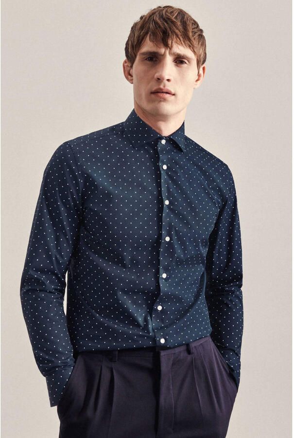 Seidensticker Businessoverhemd Slim lange mouwen kentkraag stippen