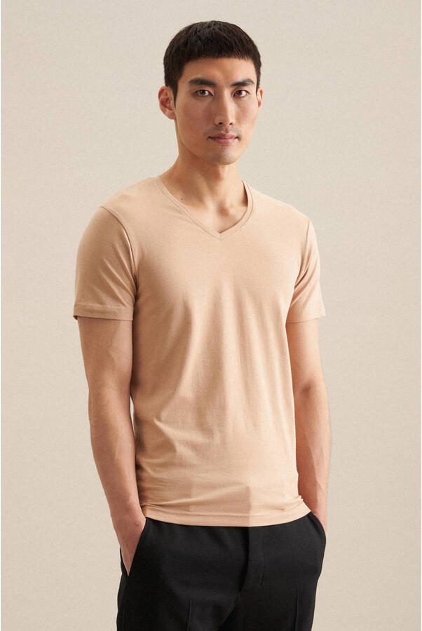 Seidensticker slim T-shirt lichtbruin - Foto 3