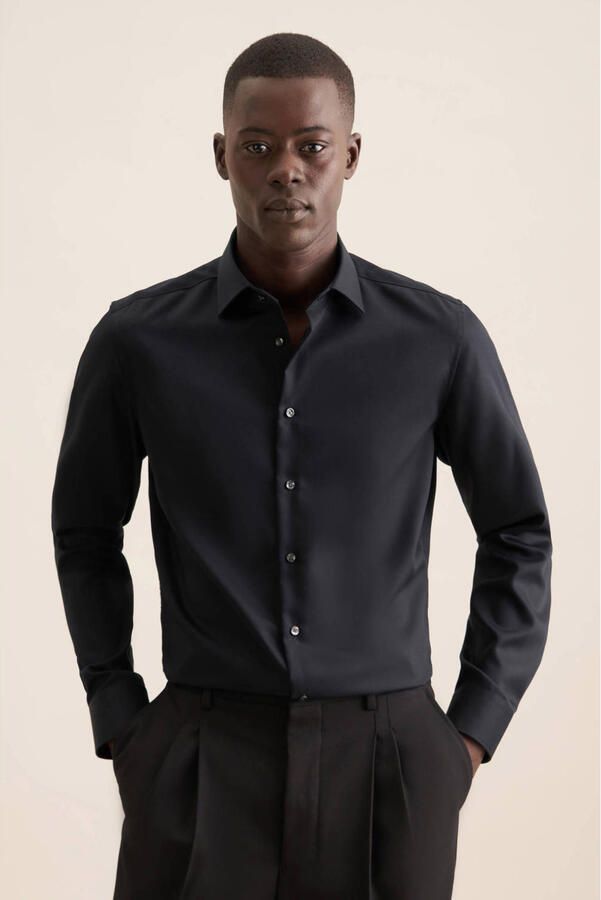 Seidensticker Slim fit zakelijk overhemd van fijn twill - Foto 2