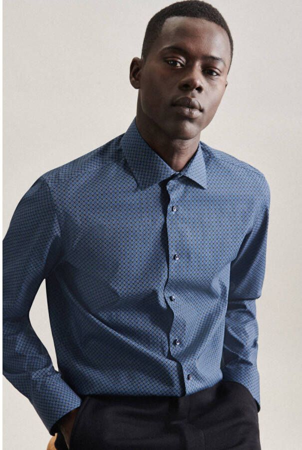 Seidensticker Businessoverhemd Slim lange mouwen kentkraag print