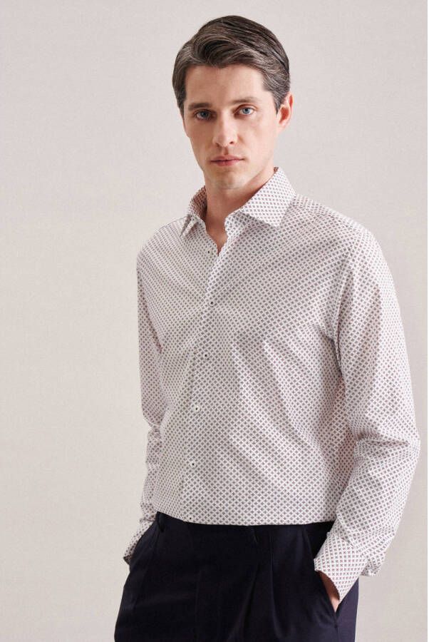 Seidensticker Slim fit zakelijk overhemd met all-over motief model 'Business Kent'
