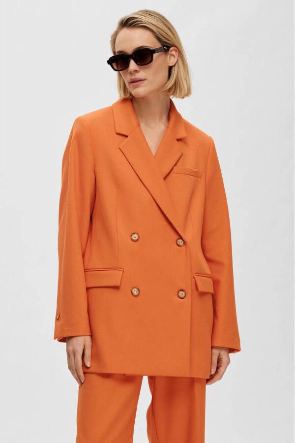 SELECTED FEMME blazer SLFMYNELLA van gerecycled polyester oranje